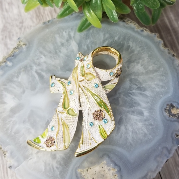 Vintage enameled signed BSK brooch - Picture 4 of 8